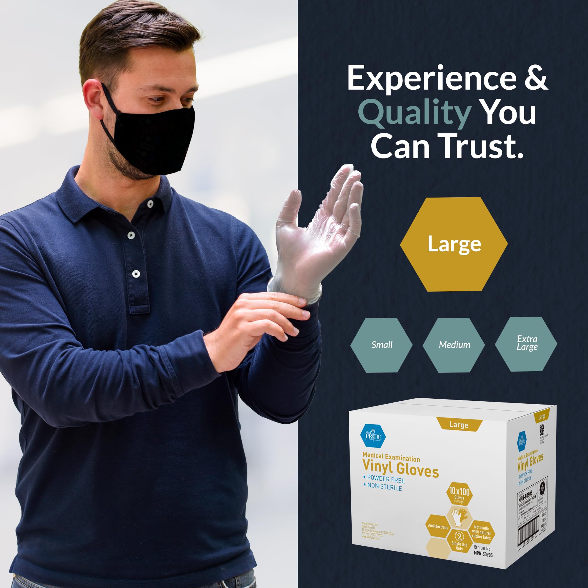 MED PRIDE vinyl exam gloves large size ensure comfortable handling