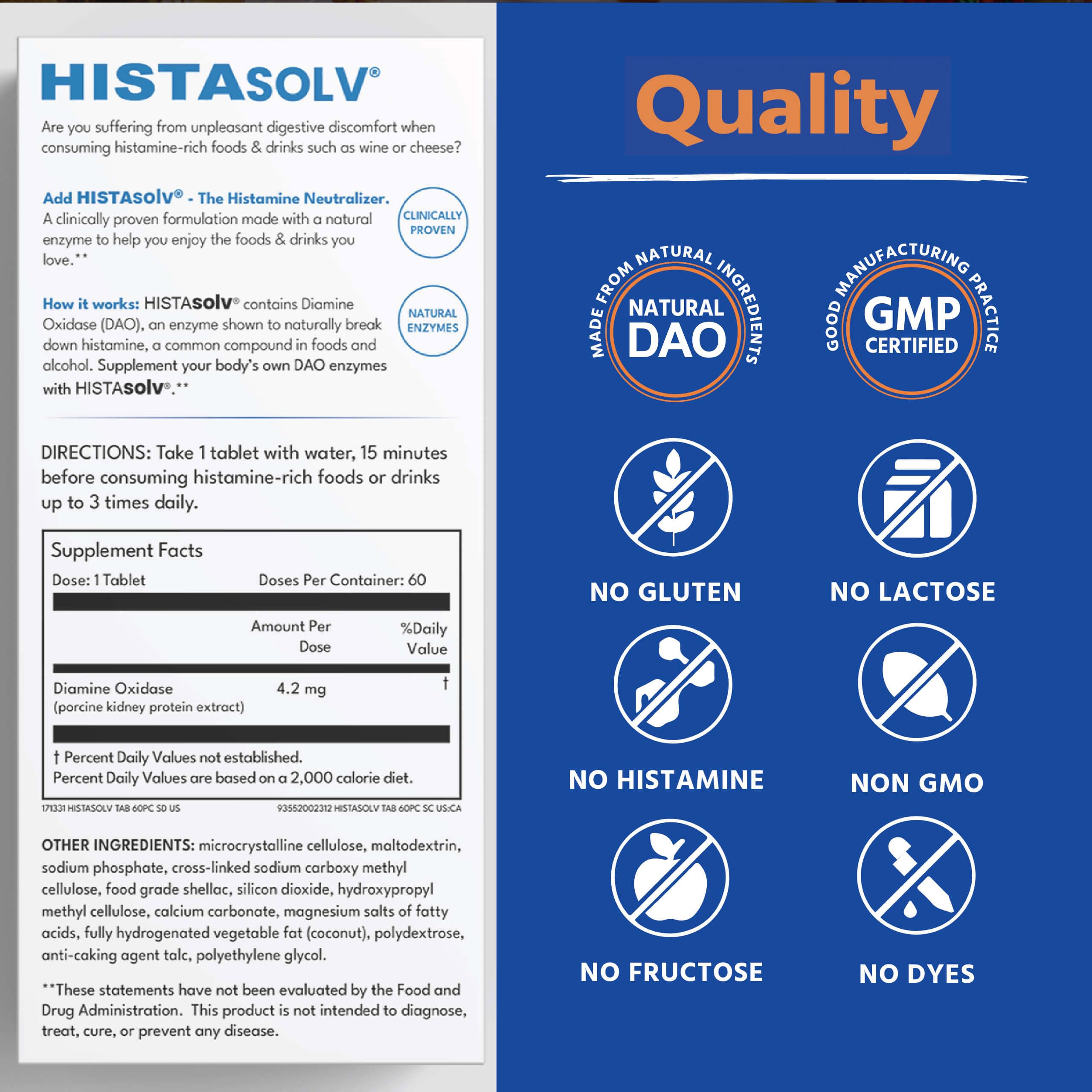 Medagel HISTAsolv quick-relief timing helps before histamine-containing foods