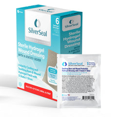 Medagel SilverSeal dressing closeup of hydrogel pad for soothing relief.