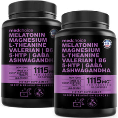 MEDCHOICE 12-in-1 melatonin sleep capsules bottle supports a smoother nightly routine.