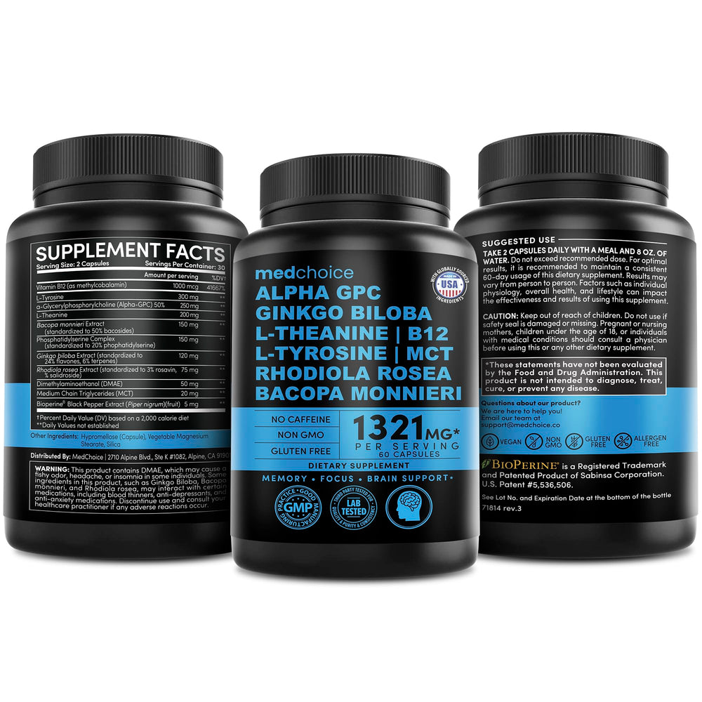 MEDCHOICE vegan ingredients highlight for natural brain support.