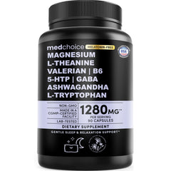 MEDCHOICE 12-in-1 Sleep Support bottle shown for a calm nightly routine.