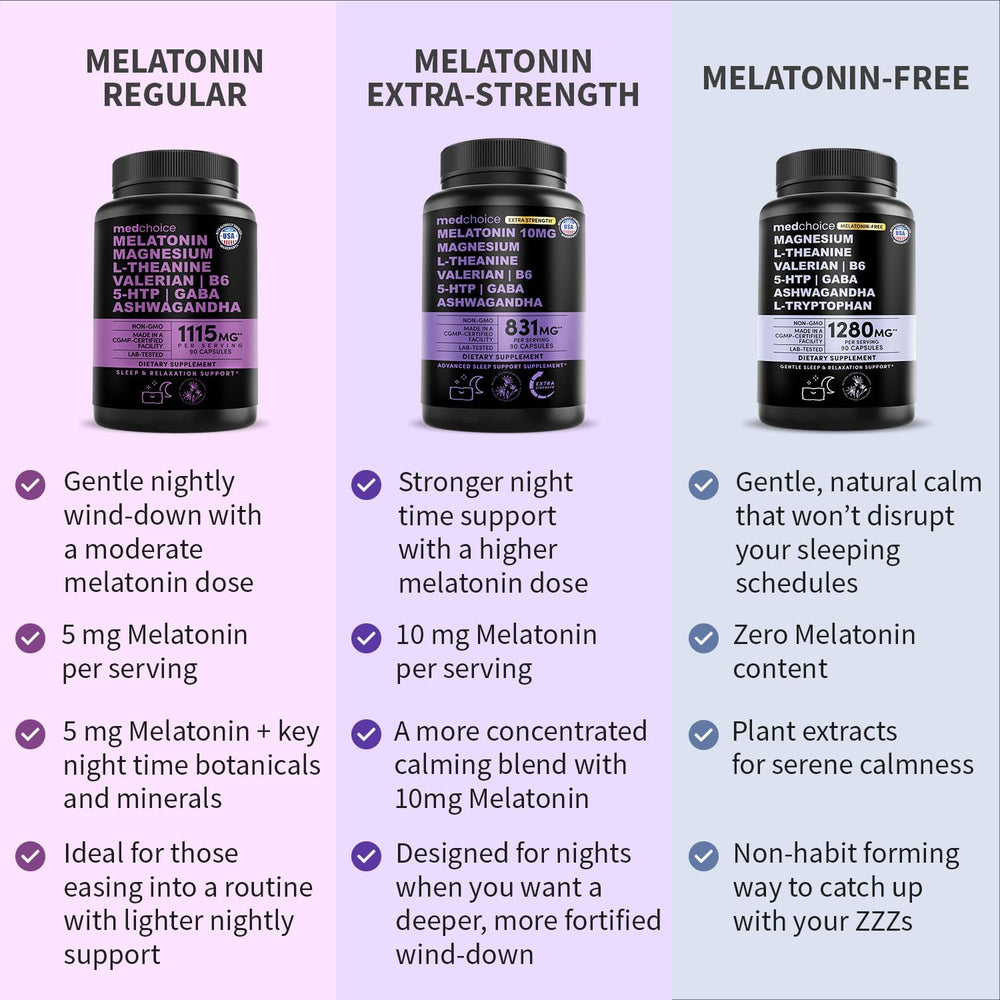MEDCHOICE gaba chamomile valerian extract depiction for tranquil nights.