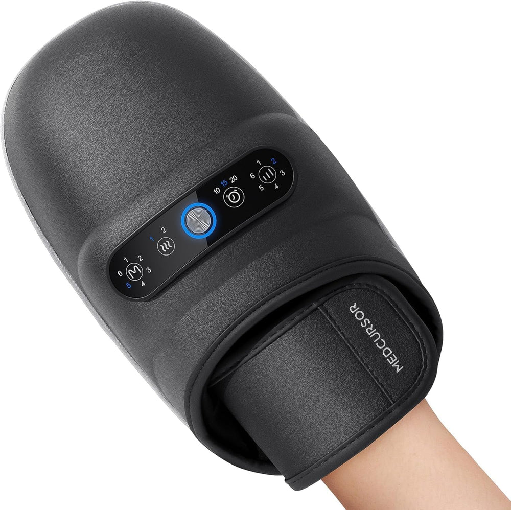 Medcursor cordless hand massager front view for easy at-desk relief.