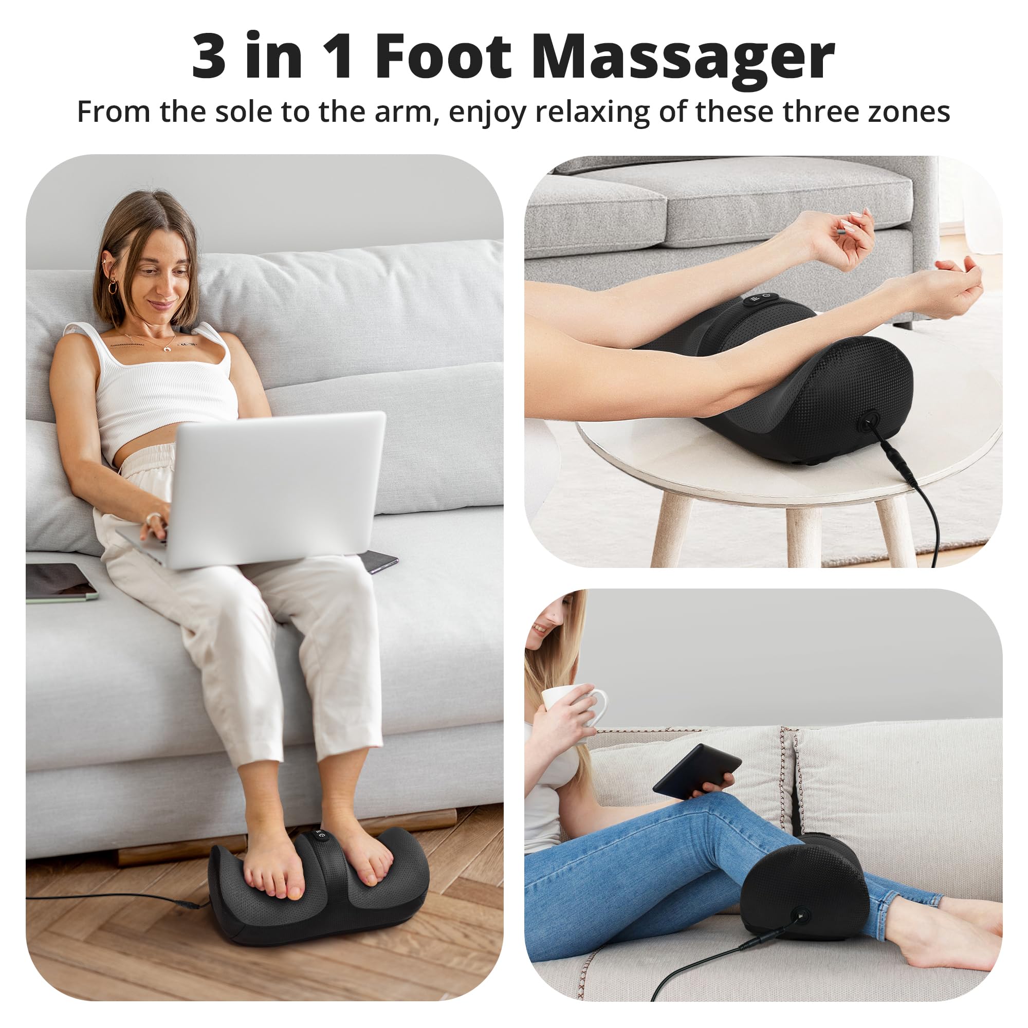 Medcursor foot massager with heat control panel adjustable intensity and heat.