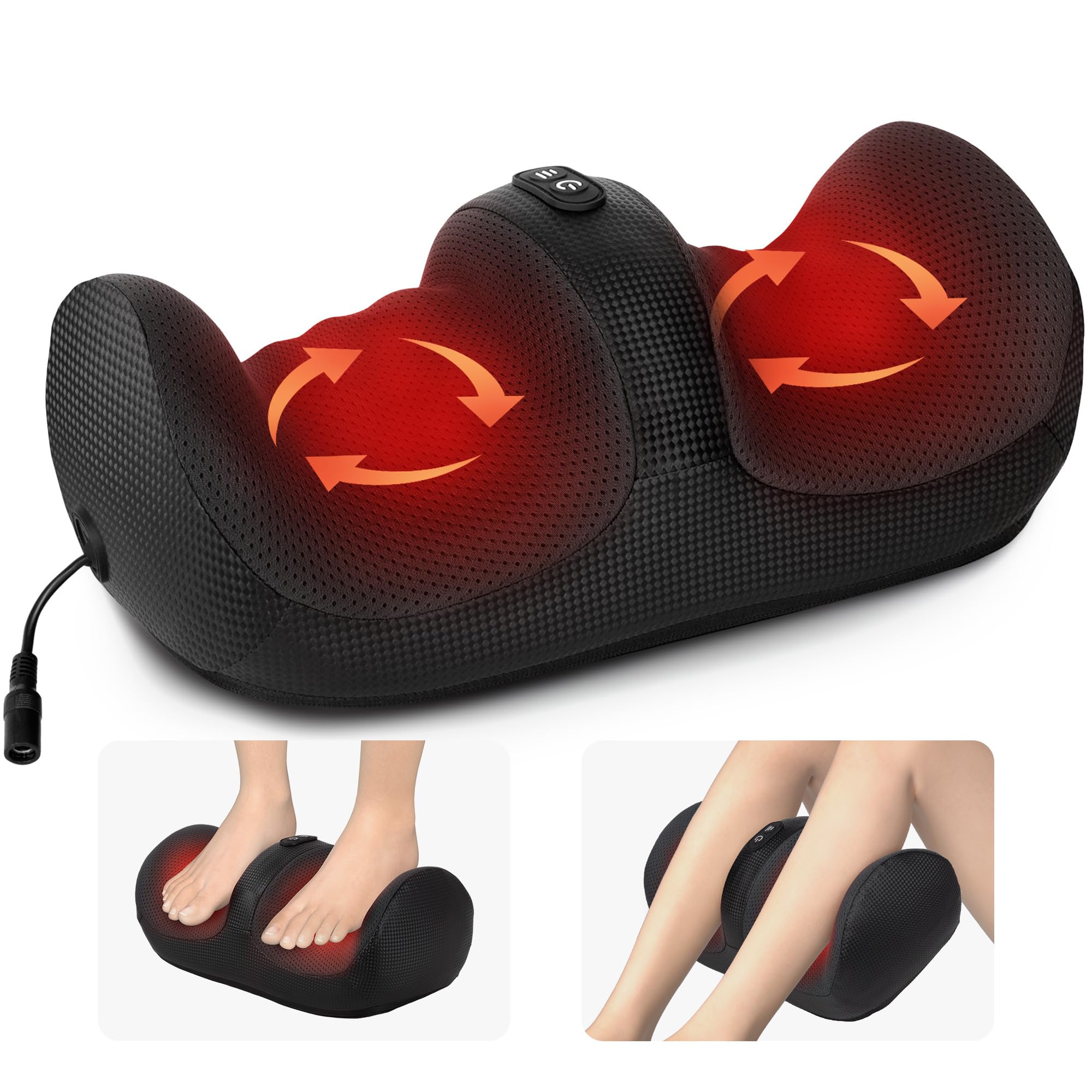 Medcursor foot massager with heat front view showing massage rollers for deep relaxation.