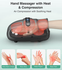 Medcursor hand massager airbag massage shows full palm-to-fingertip compression.