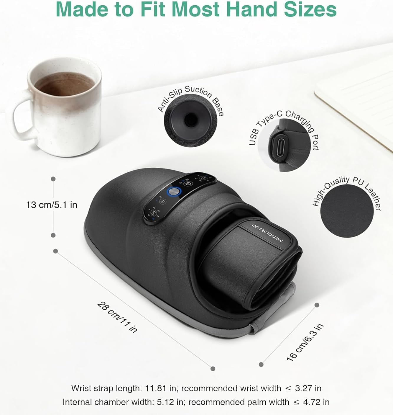 Medcursor hand massager compact design fits small spaces and travel.
