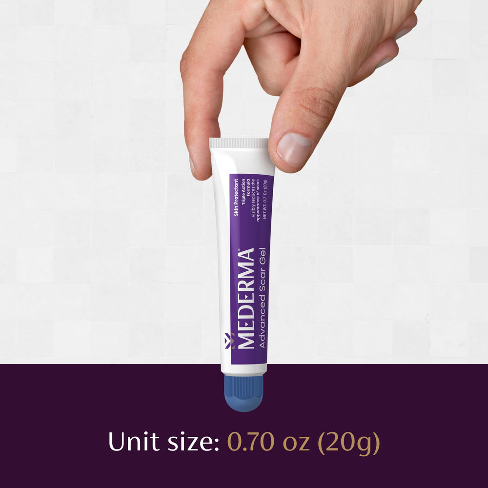 Mederma Advanced Scar Gel application dab demonstrates precise scar treatment