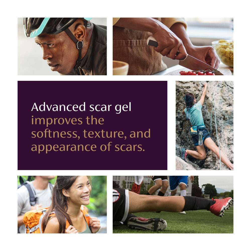 Mederma Advanced Scar Gel before-after highlights potential scar appearance improvement over time