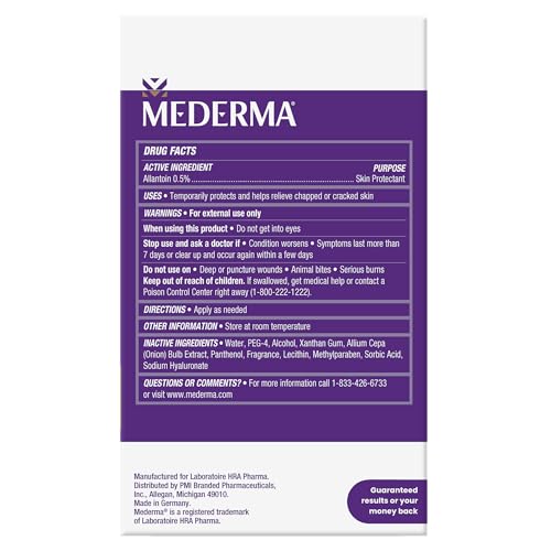 Brand logo with Mederma Advanced Scar Gel reinforces recognition and reliability.