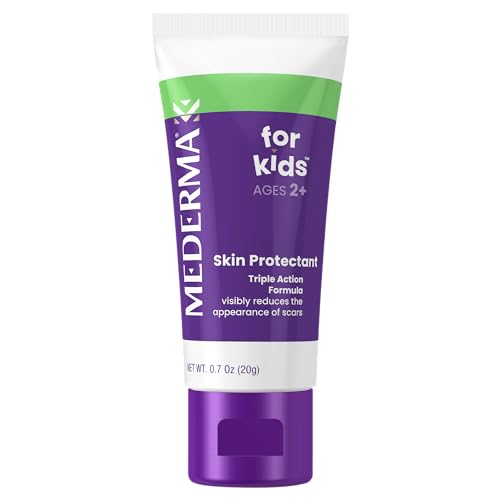 Mederma Kids scar gel clear rub after purple application demonstrates quick absorption.