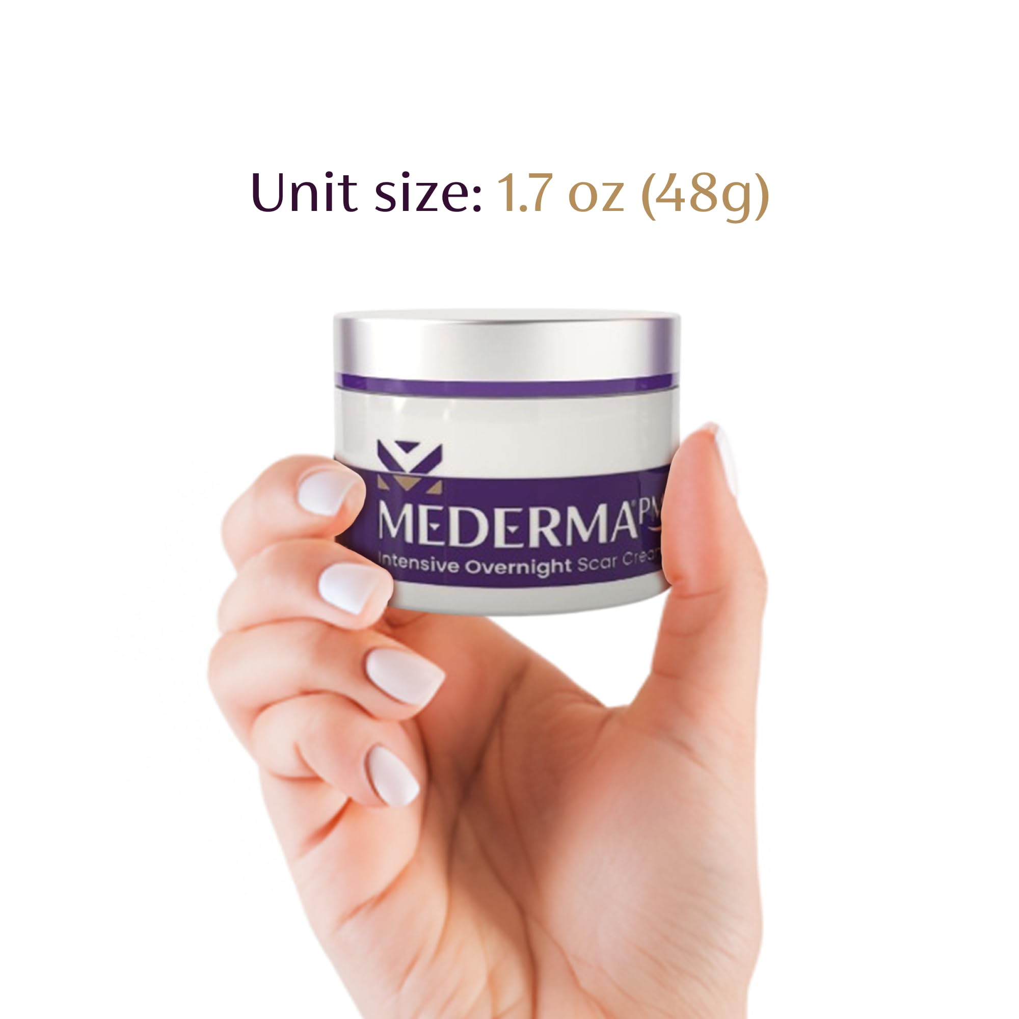 Mederma PM close-up of overnight application shows fast-absorbing, non-greasy formula
