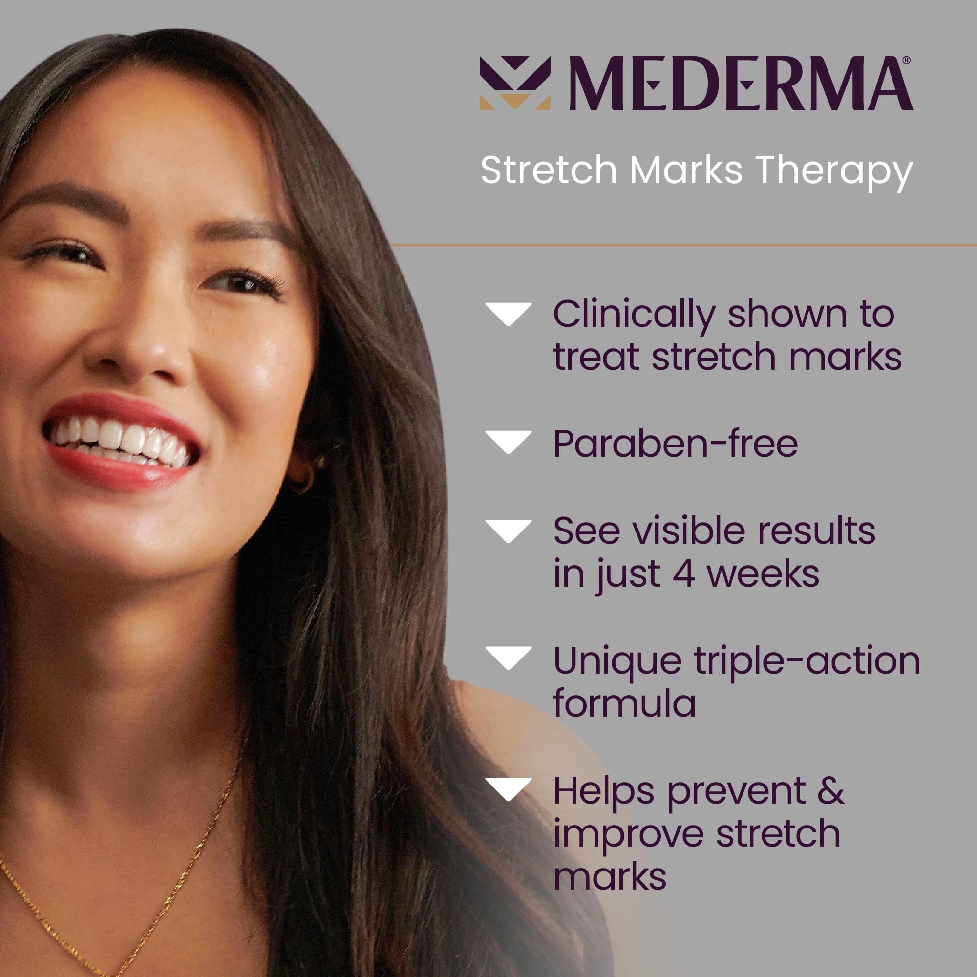 Mederma Stretch Marks Therapy pregnancy-safe use note on packaging