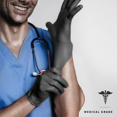 Medguy gloves close-up texture reveals flexible, comfortable fit.