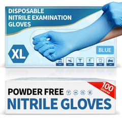 Medguy powder-free nitrile gloves blue box, ready for safe handling and quick tasks.