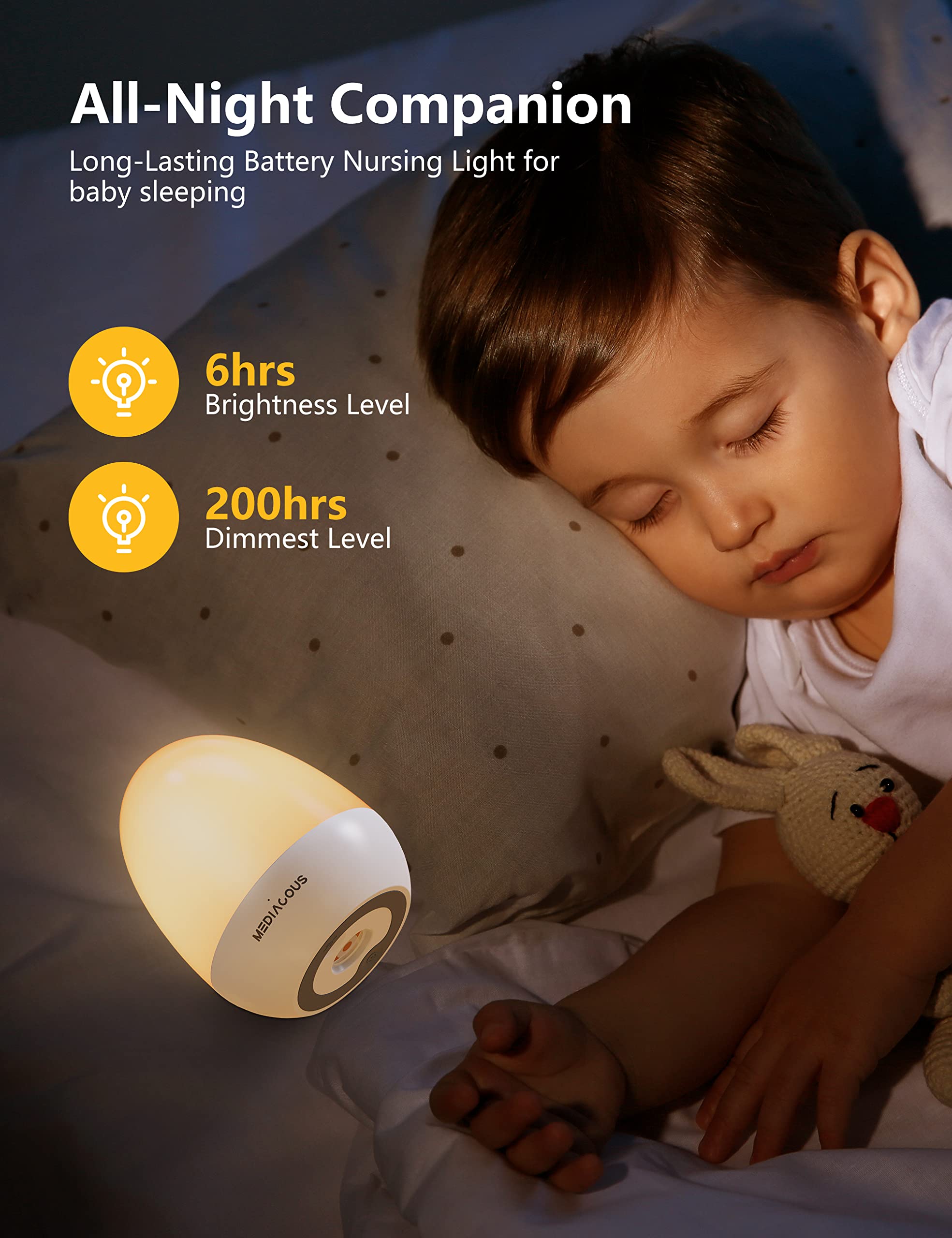 MediAcous long-lasting battery keeps the egg light ready for hours.