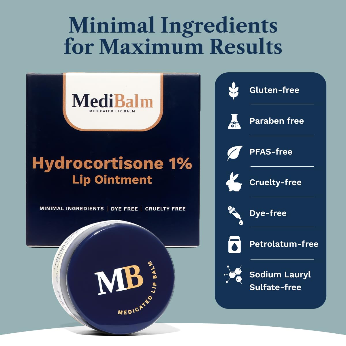 Petrolatum-free MediBalm formula for clean lip healing.