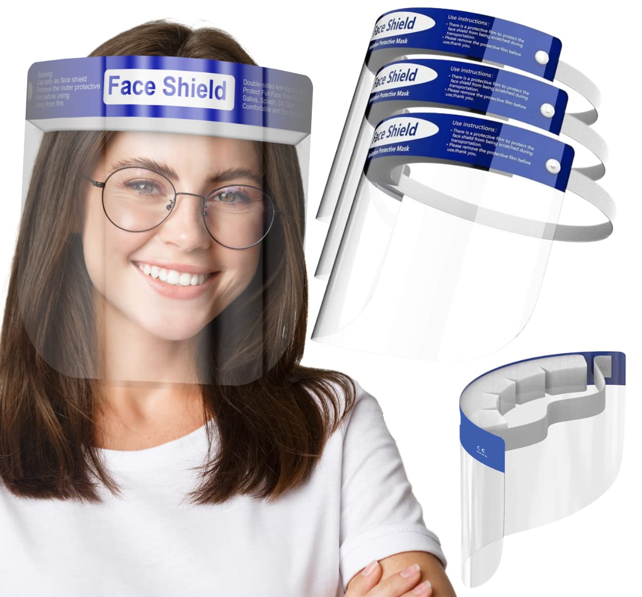 Medical Nation Face Shield clear front view for all day visibility