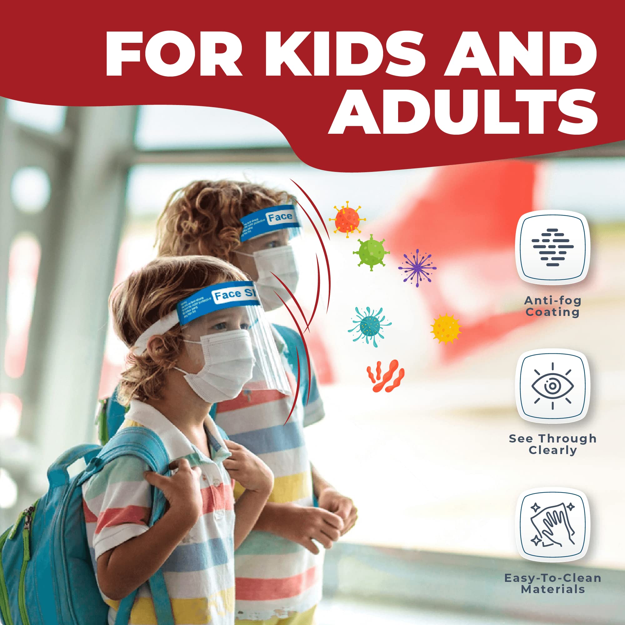 Medical Nation Face Shield full face coverage protects against splashes