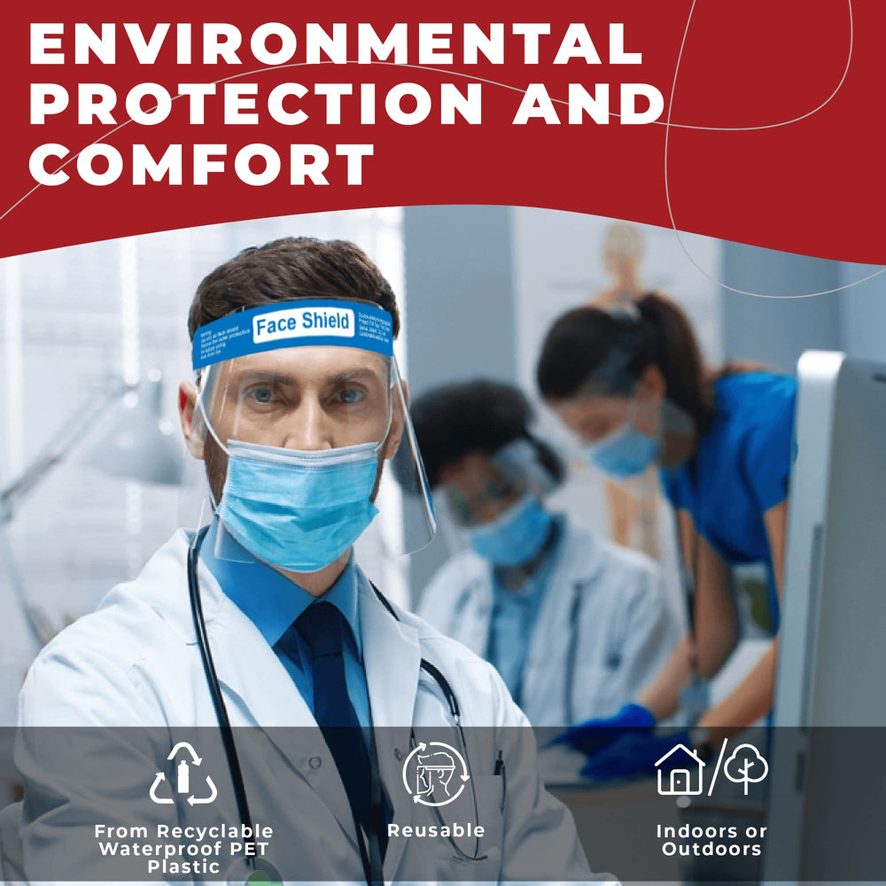 Medical Nation Face Shield recyclable PET plastic supports eco friendly reuse