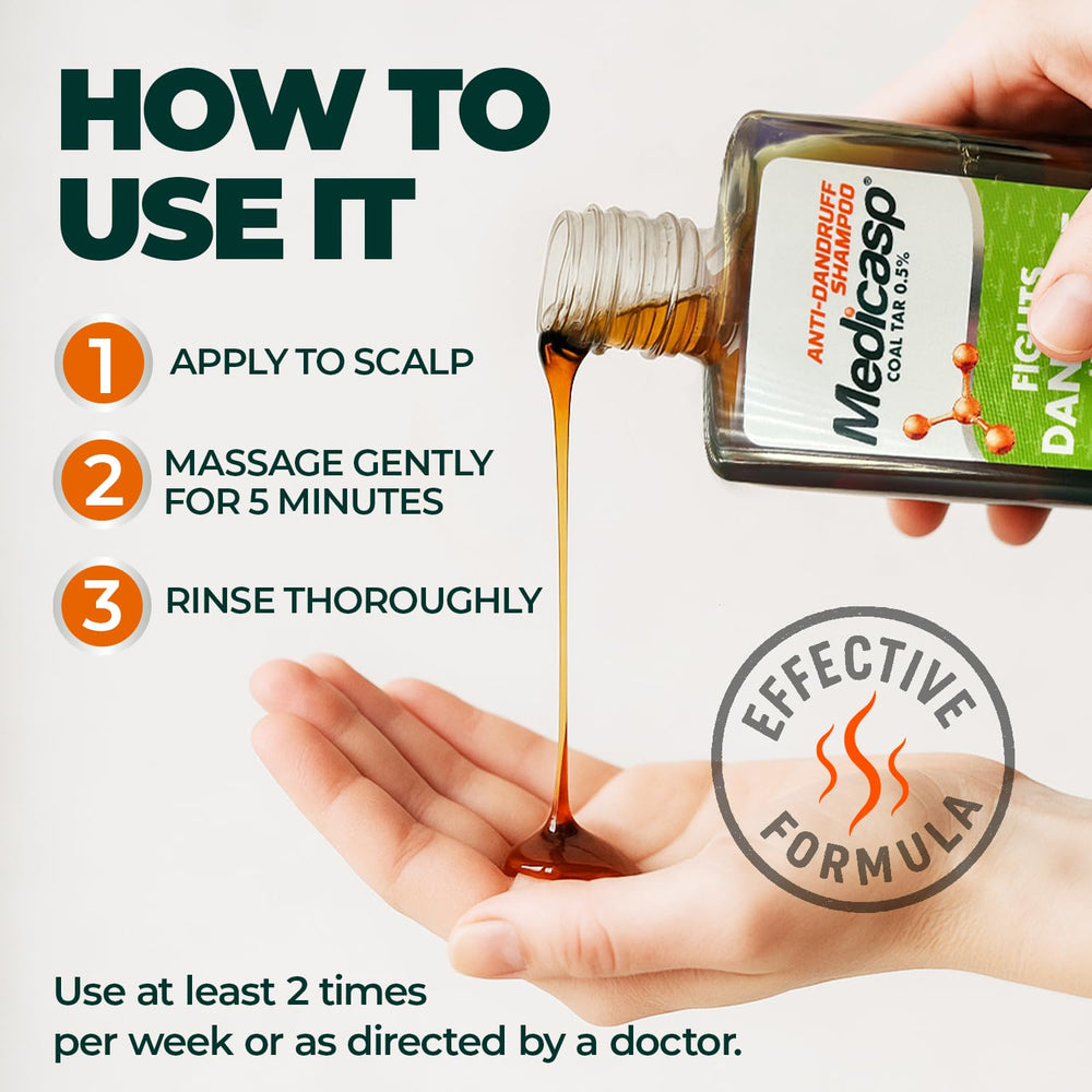 Medicasp coal tar shampoo healthy scalp visualization implying balance