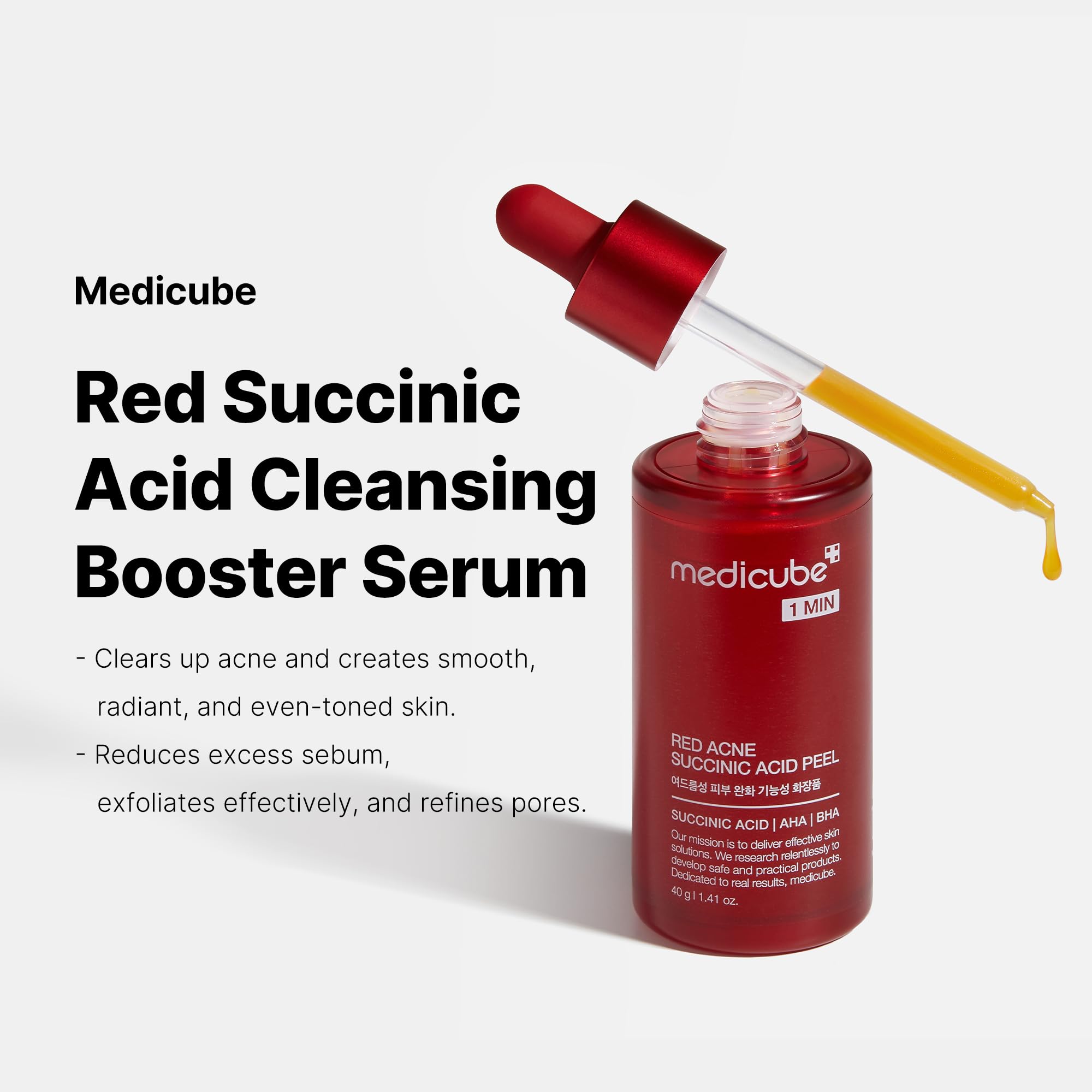 Medicube 21% Exfoliant serum close-up shows creamy texture for gentle resurfacing.