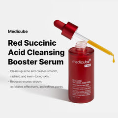 Medicube 21% Exfoliant serum close-up shows creamy texture for gentle resurfacing.