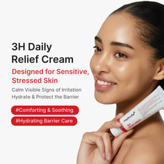 Medicube 3H Daily Relief Cream texture swatch shows light, non-sticky formula