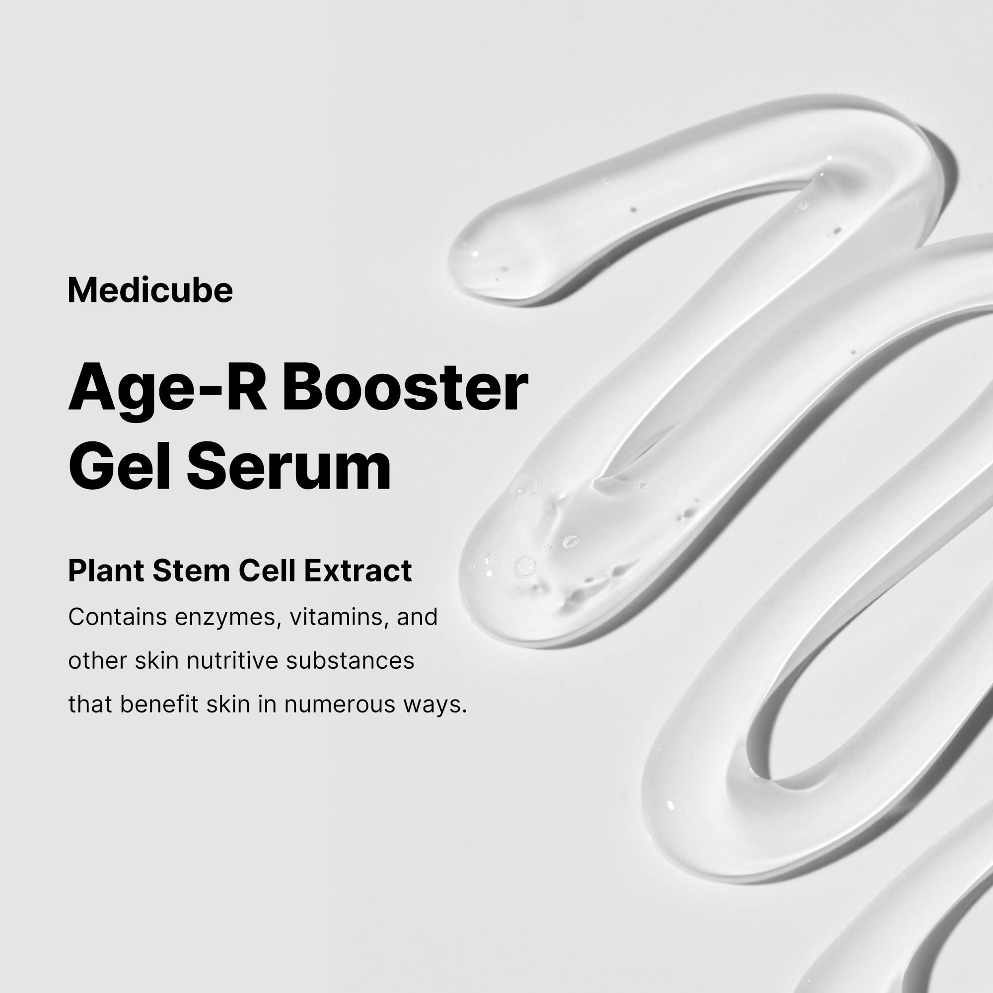 Creamy texture of Medicube Age-R Booster Gel Serum shown for smooth hydration.