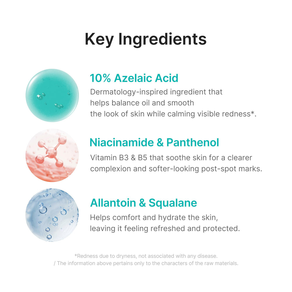 Medicube Azelaic Acid 10 soothing serum drop dispenser ensures controlled, precise application.