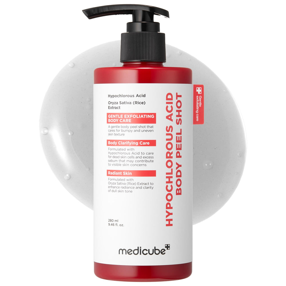 Medicube Body Peel Shot bottle front showing sleek packaging for smoother skin