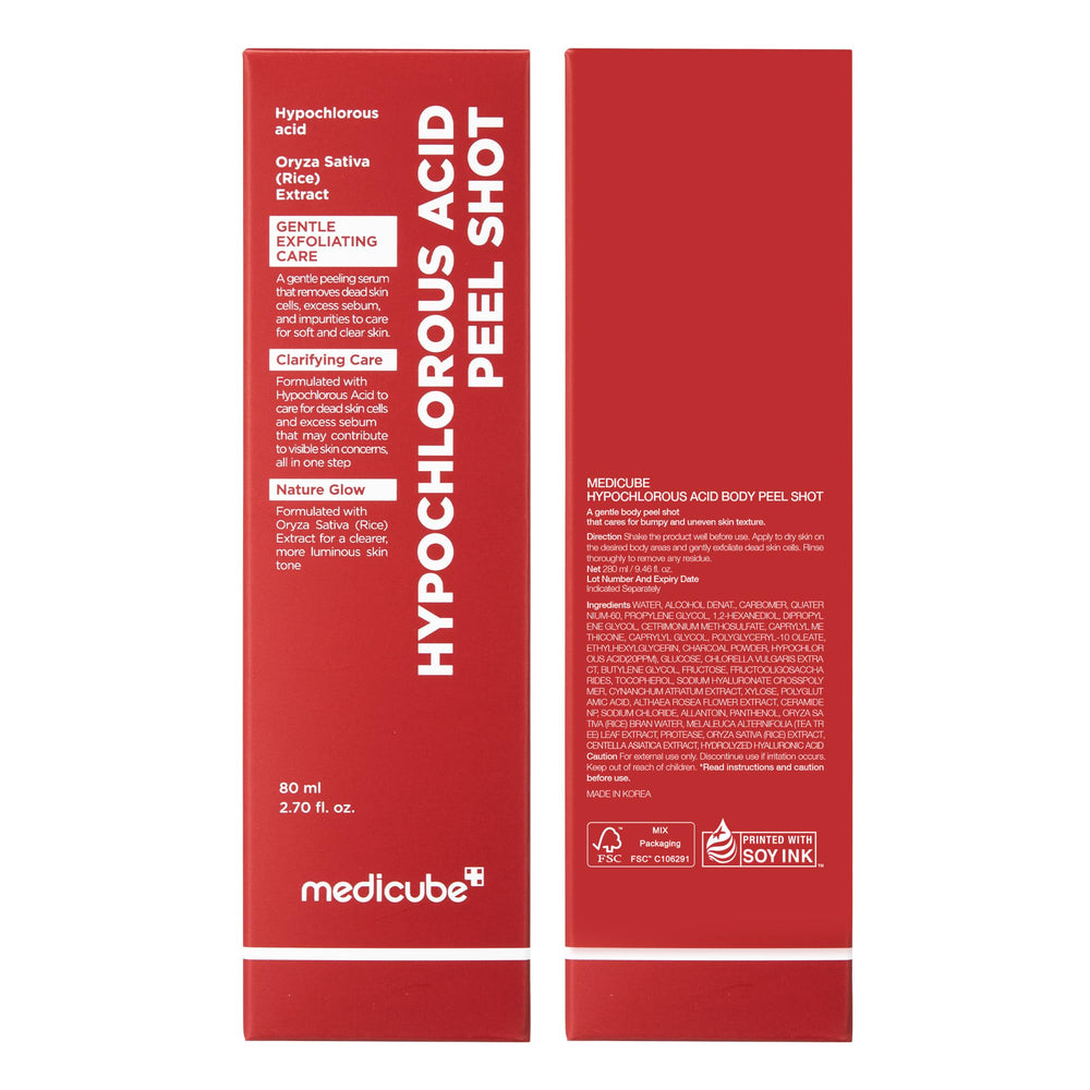 Medicube Body Peel Shot packaging indicates 9.46 fl oz size