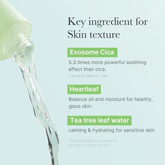 Label information emphasizes Exosome Cica and key soothing ingredients