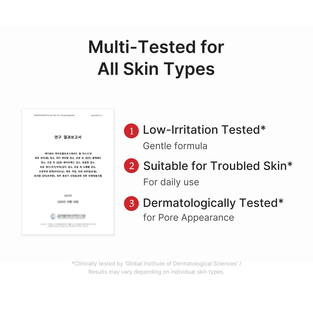 Medicube Pore-refine focus with Hypochlorous formula on the mask.