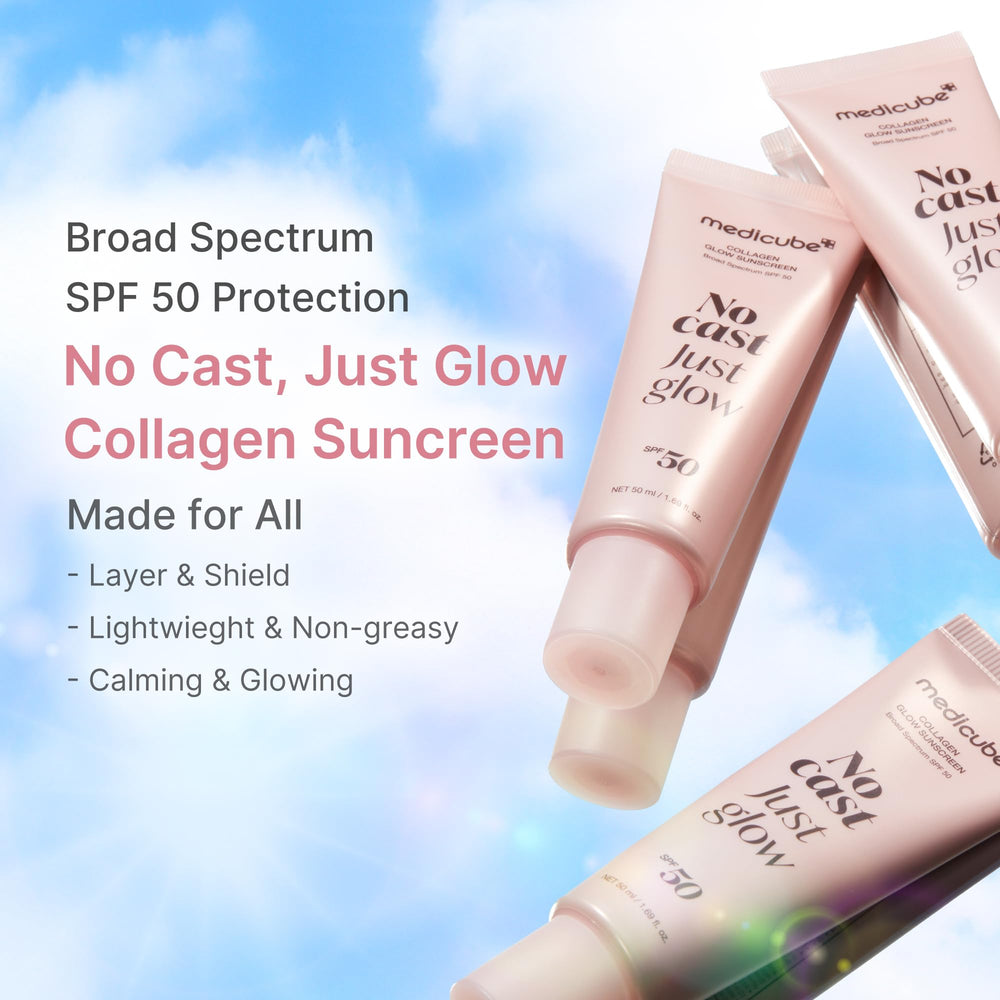 Medicube No Cast Just Glow sunscreen delivers a radiant glow with no white cast