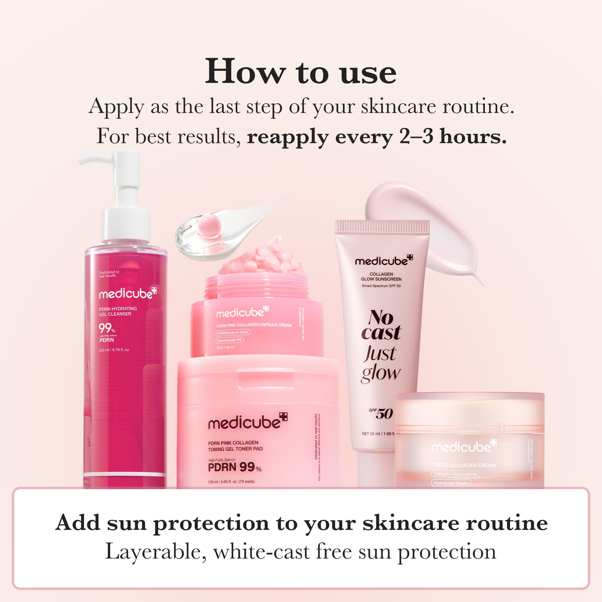Medicube No Cast Just Glow SPF 50 protects skin with a lightweight, breathable finish