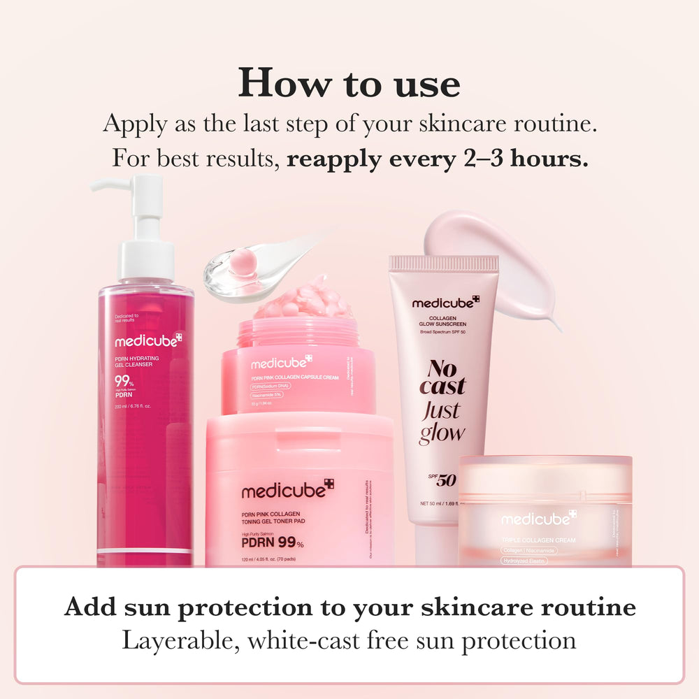 Medicube No Cast Just Glow SPF 50 protects skin with a lightweight, breathable finish