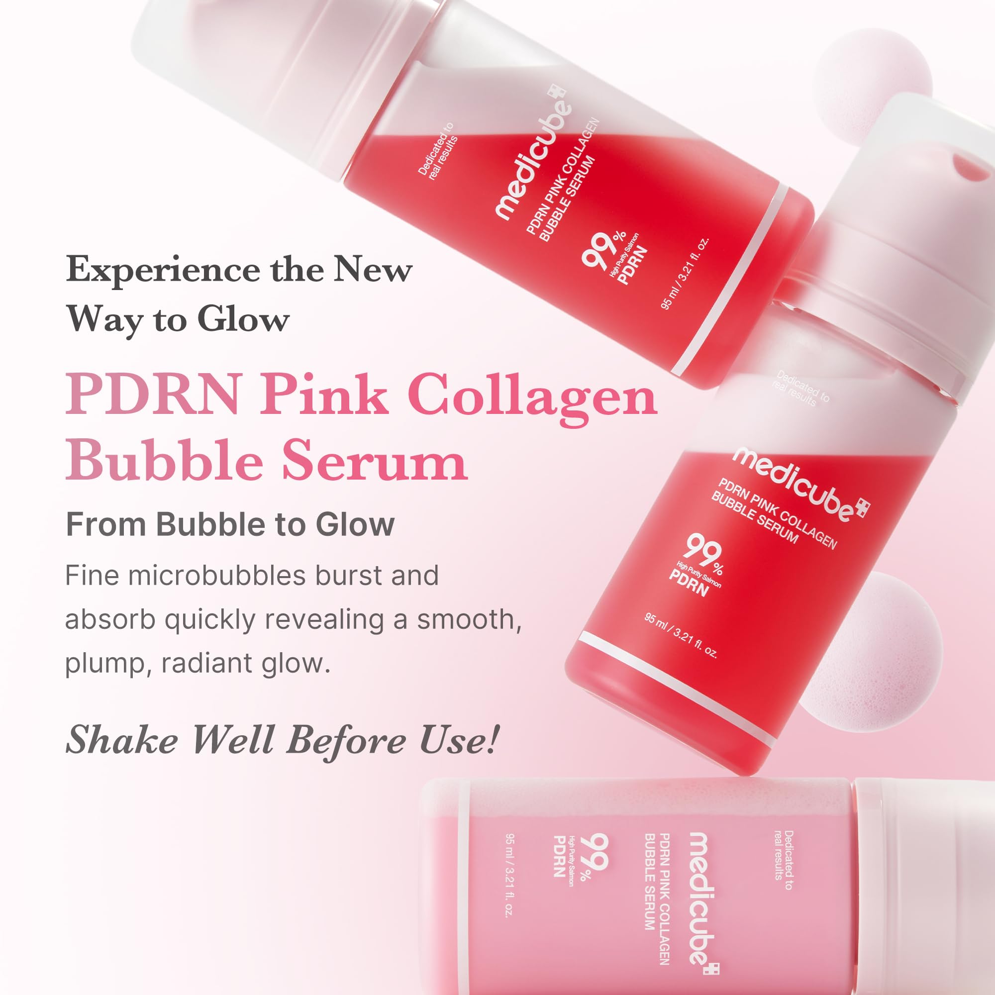 PDRN Pink Bubble Serum bubble close-up shows instant absorption