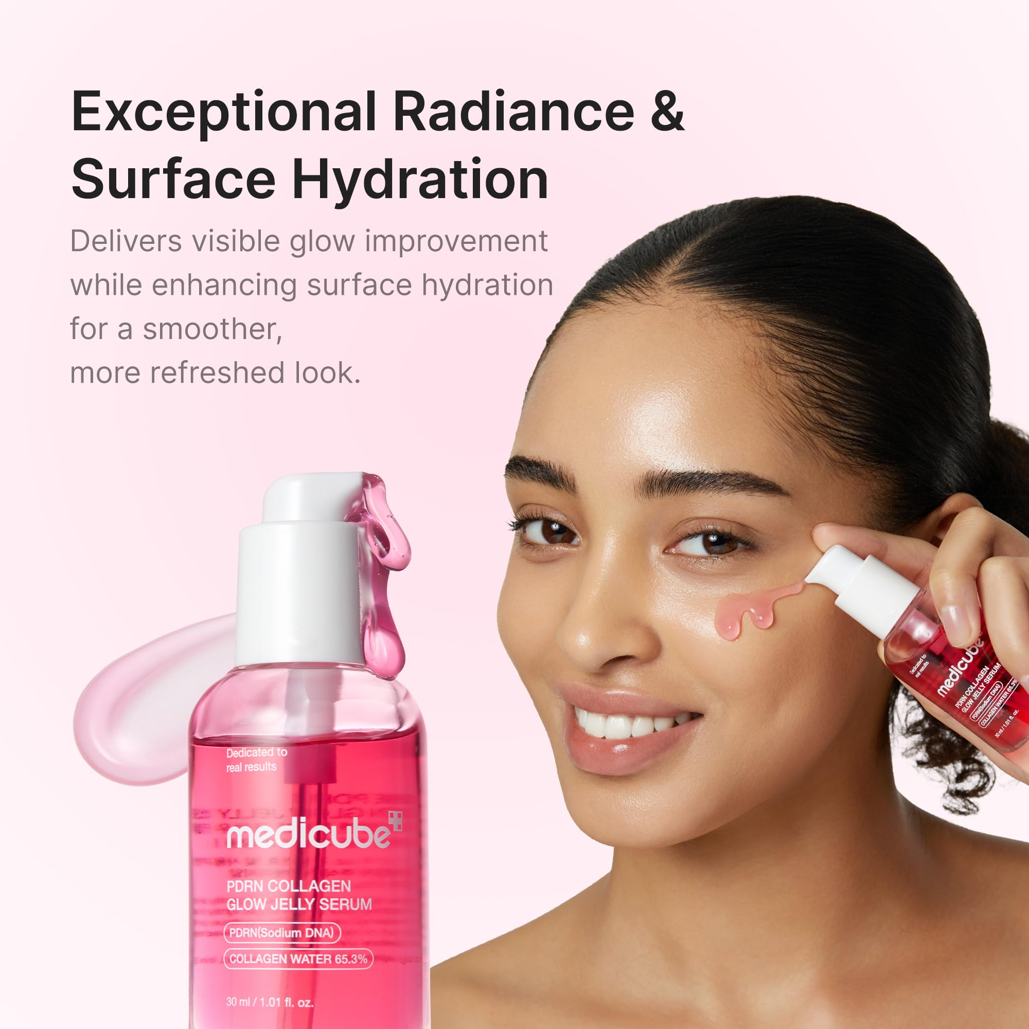 Medicube PDRN Pink Collagen Glow Serum packaging box on display