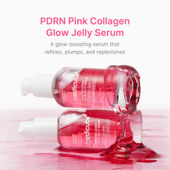 Medicube PDRN Pink Collagen Glow Serum texture close-up shows fast-absorbing jelly