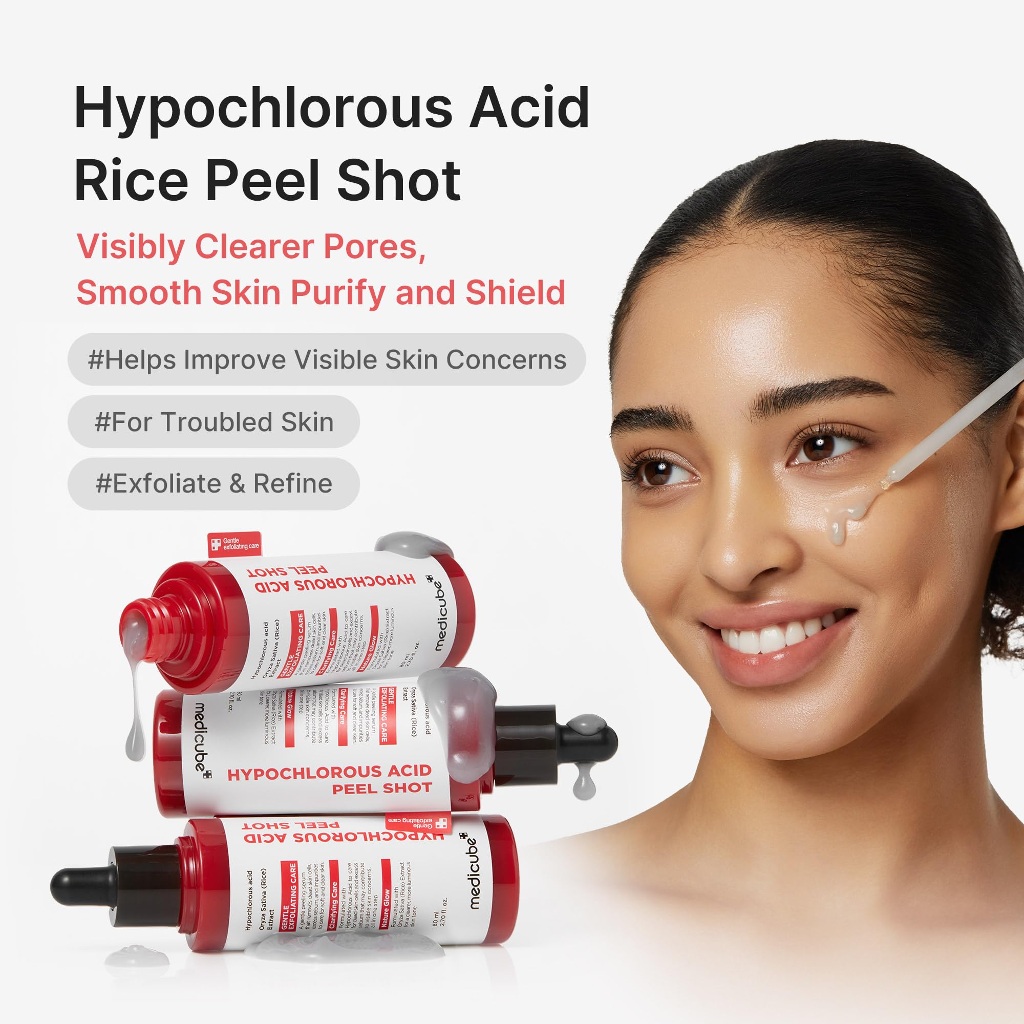 Medicube Peel Shot serum dropper enables controlled, even exfoliation.