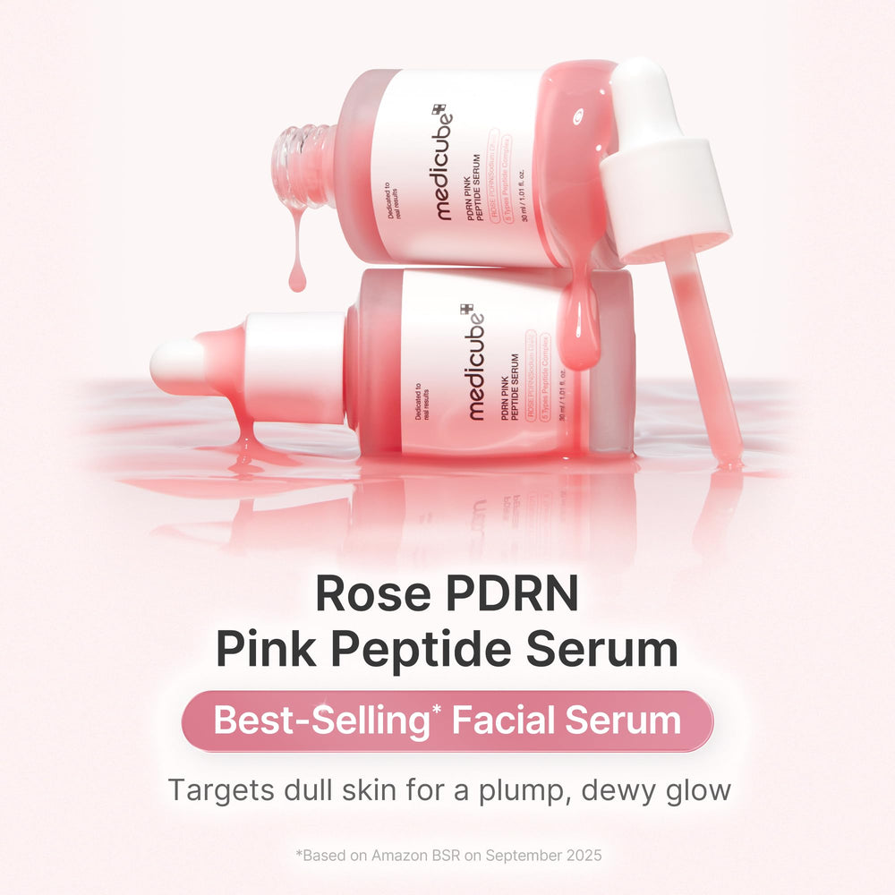 Medicube Pink Glow Serum application on palm for quick hydration