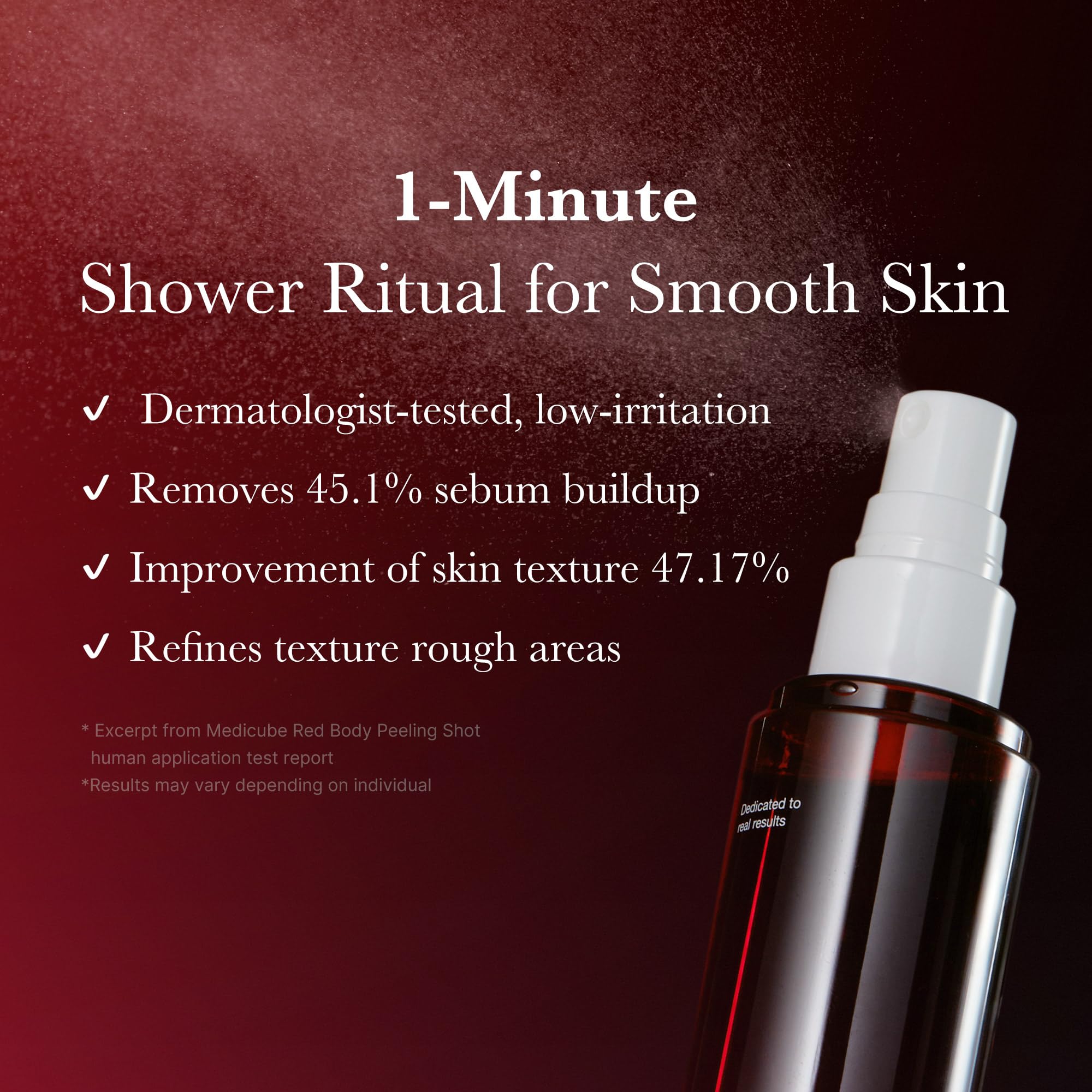 Back view of Medicube Red Body Peeling Shot showing skin texture improvement.