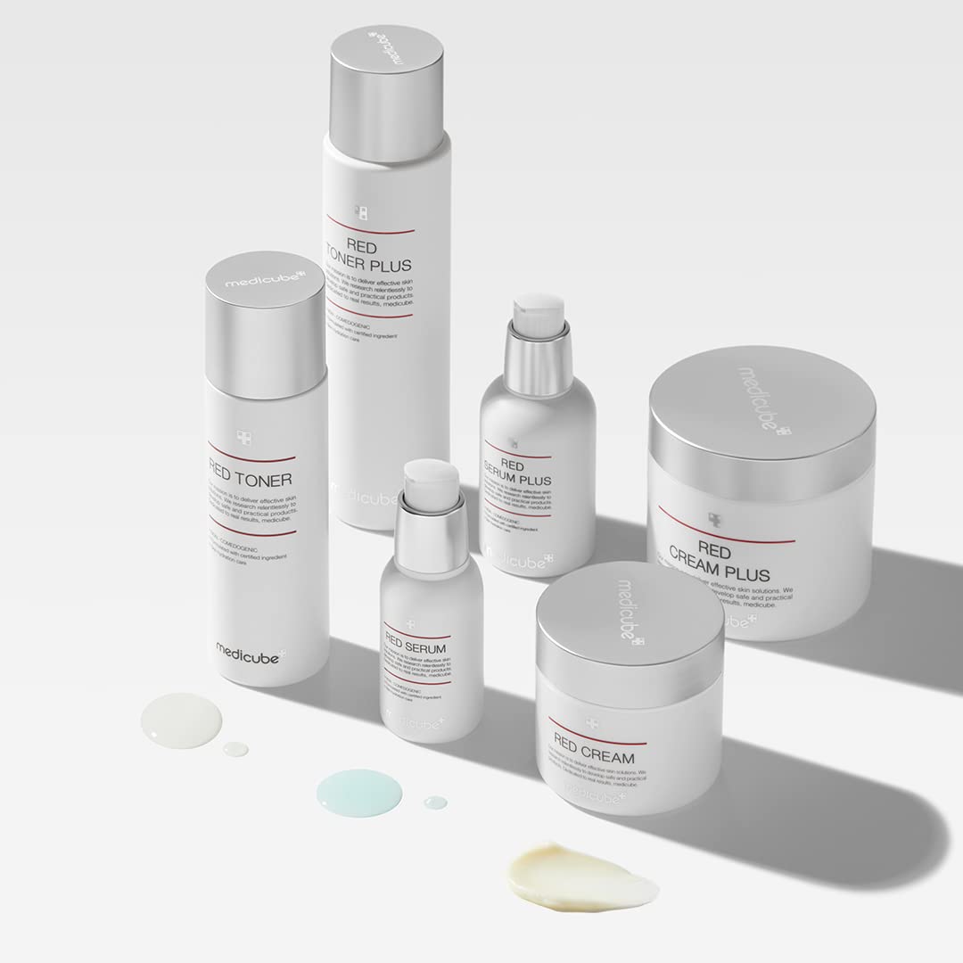 Medicube Red Serum 2.0 packaging image, clean Korean skincare-inspired design.