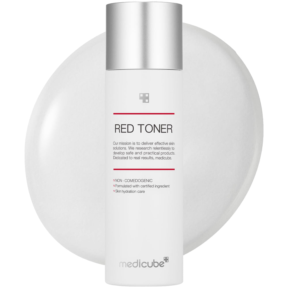 Medicube Red Toner 2.0 bottle front, ideal for daily skincare use.