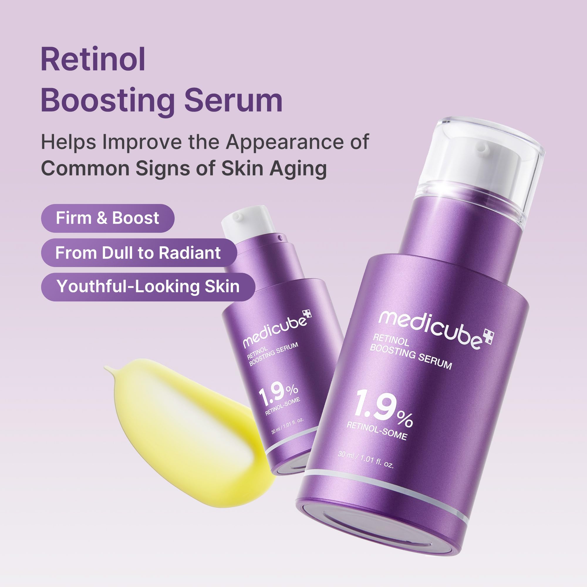 Medicube Retinol Boosting Serum texture close-up suggests smoother skin
