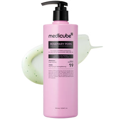Medicube Rosemary PDRN Clarifying Shampoo bottle closeup for refreshing scalp care.