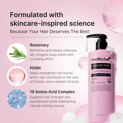 Medicube Rosemary PDRN Clarifying Shampoo mint scent evokes cooling, soothing scalp feel.