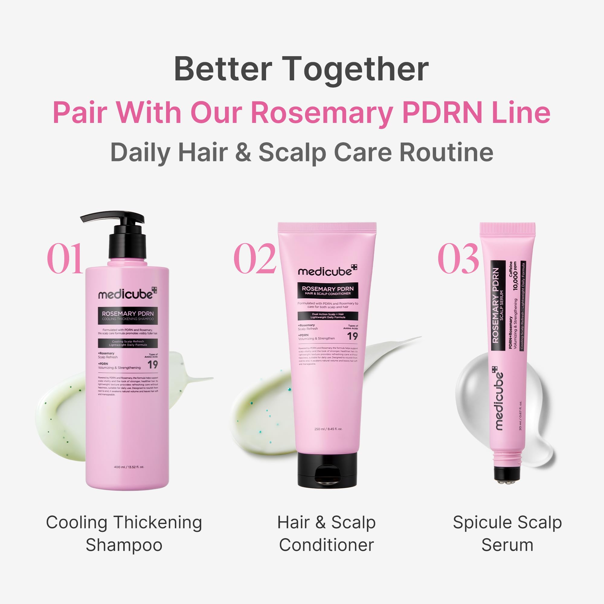 Medicube Rosemary PDRN Clarifying Shampoo packaging full view for premium Korean care.